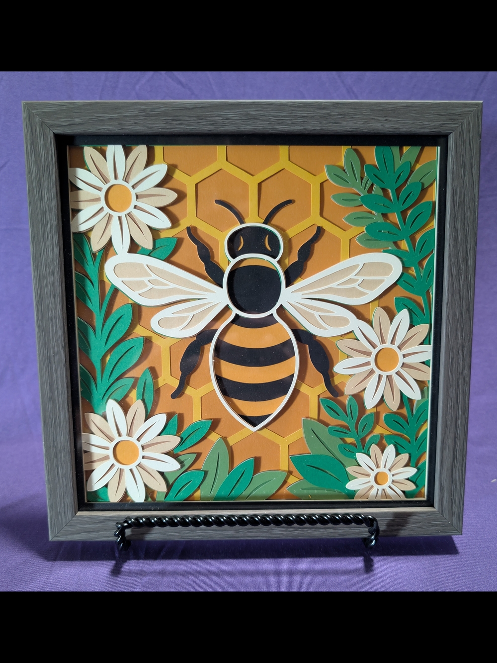 Hand Crafted Yellow & Black Bee Layered Wall Art